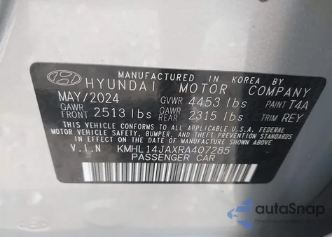 2024 Hyundai Sonata Sel z USA, uszkodzony, nr VIN KMHL14JAXRA407285